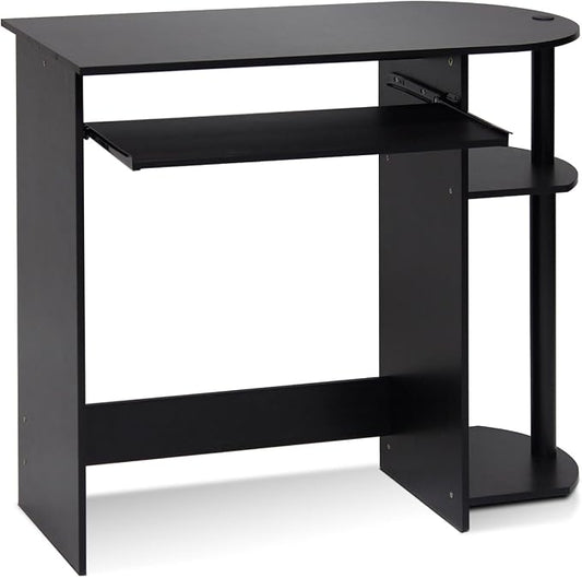 Furinno Simplistic Easy Assembly Computer Desk, With Keyboard Tray, Espresso/Black by Furinno-FitsYourSpaceFitsYourBudget