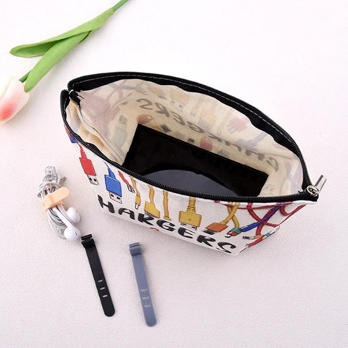 Charging Stuff Travel Bag Pouch Small Charger Cable Organizer Storage Case Ties Portable Earphone Holder Bag Charger Gift Bags Usb Cable Pouches Elastic Silicone Straps for Electronics Data Cord Wrap - Image 7