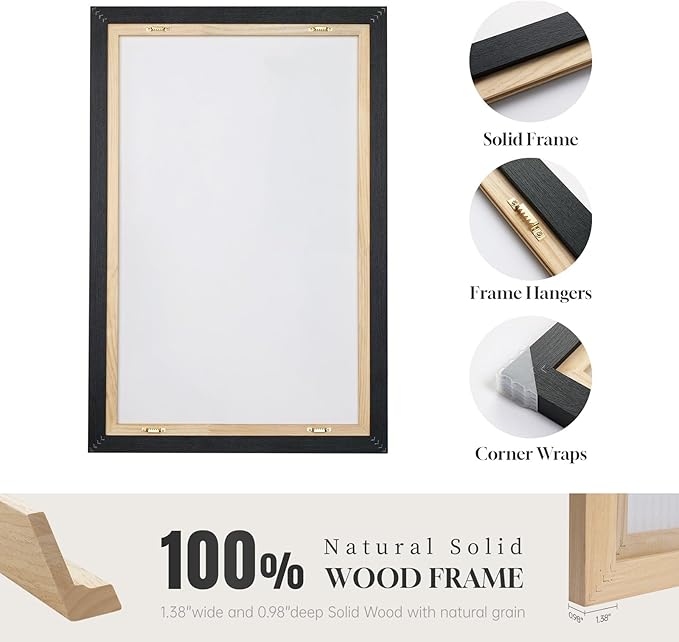 Large Framed Black and White Abstract Wall Art, 3 Piece Modern Canvas Prints Paintings Artwork for Walls, Minimalist Black Beige Gold Pictures for LIving Room Bedroom Office Wall Decor Total 30x60 In - Image 6