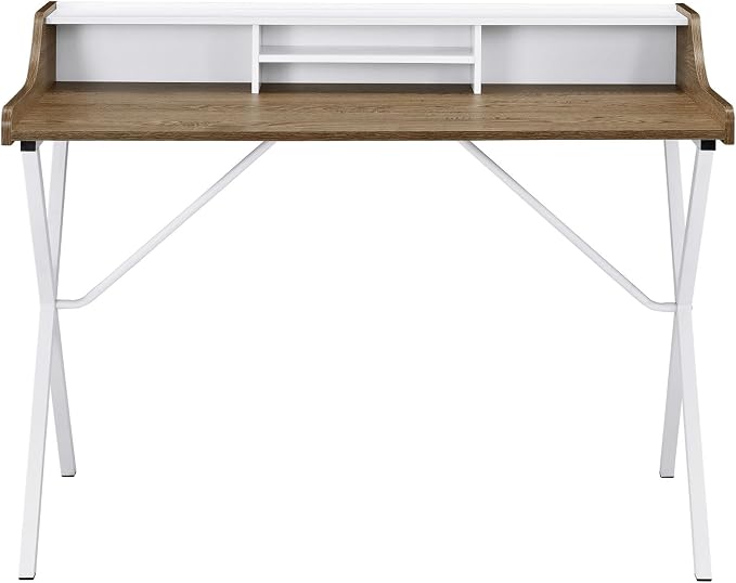 Modway Bin Contemporary Modern Writing Desk With Storage Cubbies in Walnut - Image 4