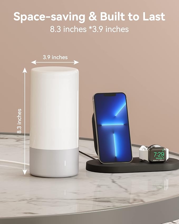ROOTRO Table Lamp, [Advanced] Bedside Touch Control Lamp for Bedroom 3 Level Dimmable Warm White Lights with 256 RGB Color Mode Modern Deisgn Smart Nightstand Desktop LED Lamps Portable for Read - Image 7