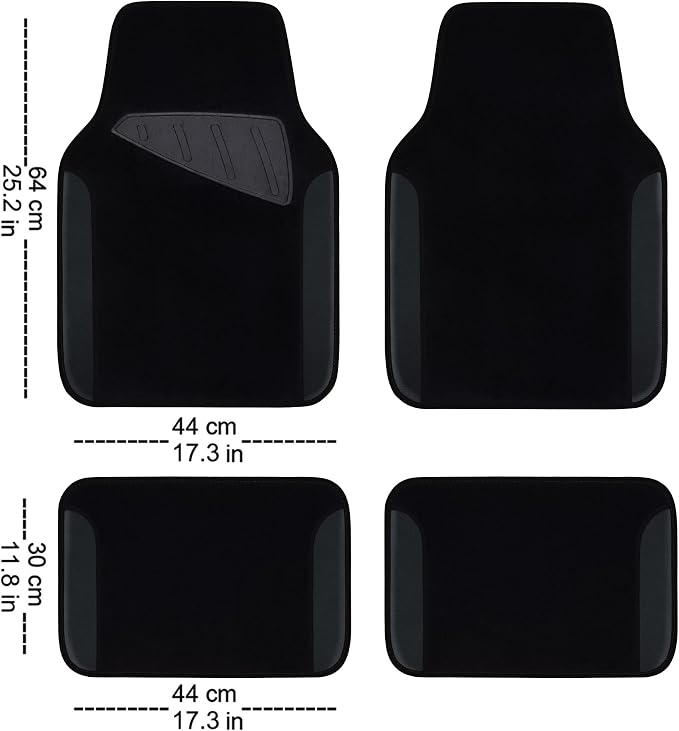 CAR PASS Leather Two Front Car Seat Cover; 4Pcs Waterproof Car Floor Mats & Steering Wheel Cover,Universal Fit Airbag Compatible Automotive Interior Covers (Combo Set, Black) - Image 4