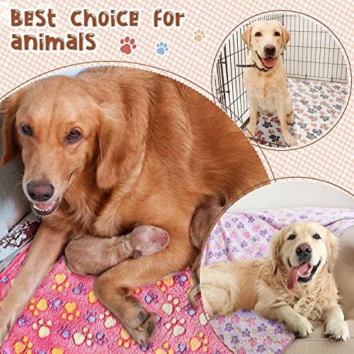 Tatuo 4 Pcs Fleece Dog Blankets for Puppy Cat, Mixed, 36 x 36 in, Paw - Image 3