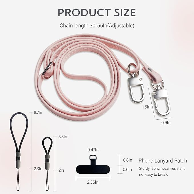 BFSD·DM Phone Crossbody Strap, Universal Crossbody Patch Phone Lanyards,Phone Lanyards for Around The Neck,Phone Strap,Compatible with Most Smartphones, (Pink) - Image 3