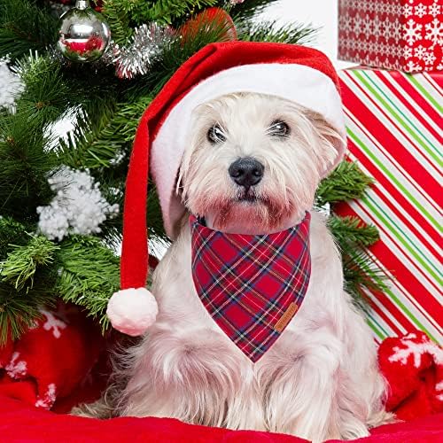 ADOGGYGO Christmas Dog Bandana 2 Pack, Stylish Plaid Pet Scarf, Premium Cotton Fabric, Multiple Sizes Offered, Christmas Bandanas for Small Dogs Pets (Small) - Image 2