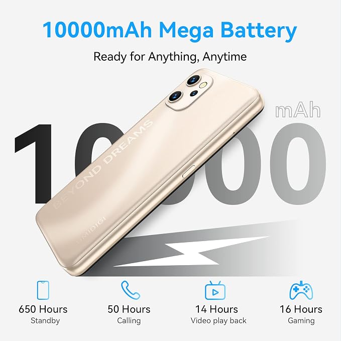 UMIDIGI Power 7 MAX Unlocked Cell Phone,6GB+128GB 10000mAh Battery,6.7" Full Screen + 48MP AI Triple Camera Android Smartphone,NFC,GPS,Face & Fingerprint,BLE 5.0, WiFi 2.4GHz/5GHz,Warranty,Gold - Image 5