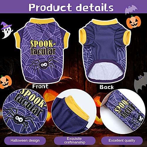 5 Pcs Halloween Dog Shirts Pumpkin Ghost Costume,Funny Pattern,M - Image 3