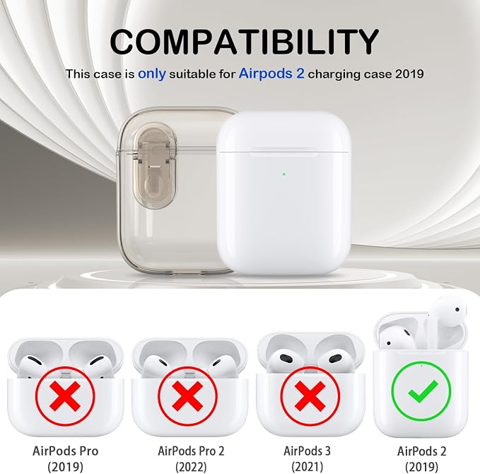 for Airpods 2nd Generation Case Cover with Secure Lock, Clear Soft TPU Transparent Military Grade Shockproof Protective Case with Cleaning Pen for Apple Airpods 2nd 2019, Clear Black - Image 2