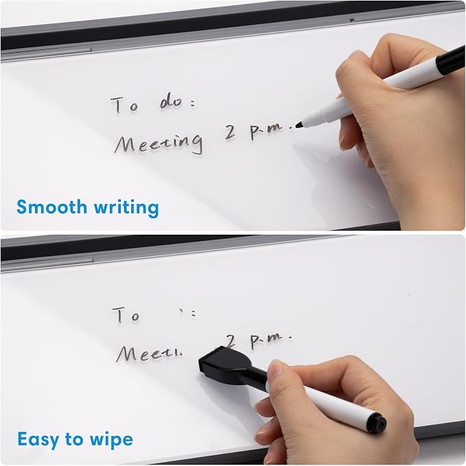 Varhomax Glass Desk Whiteboard with Calculator, Desktop Dry Erase White Board with Storage, to Do List Memo Notepad for Home and Office - Image 5