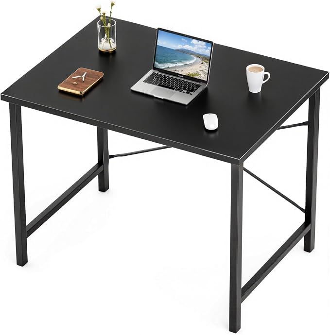 Sweetcrispy 32-Inch Small Computer Desk for Bedroom, Black | Gaming Writing Work and Study Desk for Home Office, Sturdy Metal Frame and Compact Modern Design with X-Shaped by Sweetcrispy