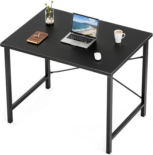 Sweetcrispy 32-Inch Small Computer Desk for Bedroom, Black | Gaming Writing Work and Study Desk for Home Office, Sturdy Metal Frame and Compact Modern Design with X-Shaped by Sweetcrispy