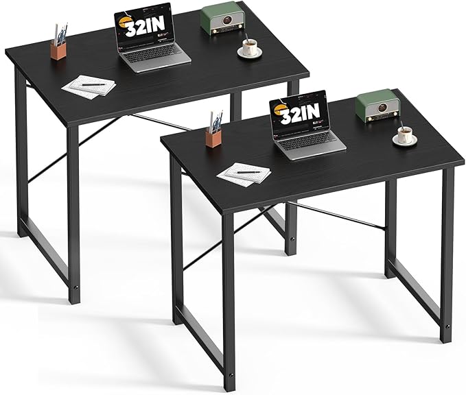 DUMOS 32 in Small Computer Desk for Home Office, Modern Study Work Table Simple Style for Bedroom, Writing Desks with X-Shaped Reinforcement, 2 Pack, Black | Modern Study Writing Work Table, Craft PC Desk Simple Workstation with Reinforcement Structure... by DumosLifestyle
