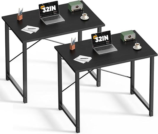 DUMOS 32 in Small Computer Desk for Home Office, Modern Study Work Table Simple Style for Bedroom, Writing Desks with X-Shaped Reinforcement, 2 Pack, Black | Modern Study Writing Work Table, Craft PC Desk Simple Workstation with Reinforcement Structure... by DumosLifestyle