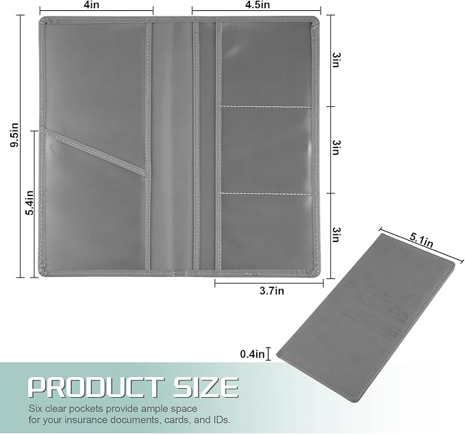 JUSTTOP 1Pack Car Registration and Insurance Holder,Car Document Holder for Cards License with Magnetic Shut,Vehicle Glove Box Car Organizer for Documents, Cards, License(Gray) - Image 2