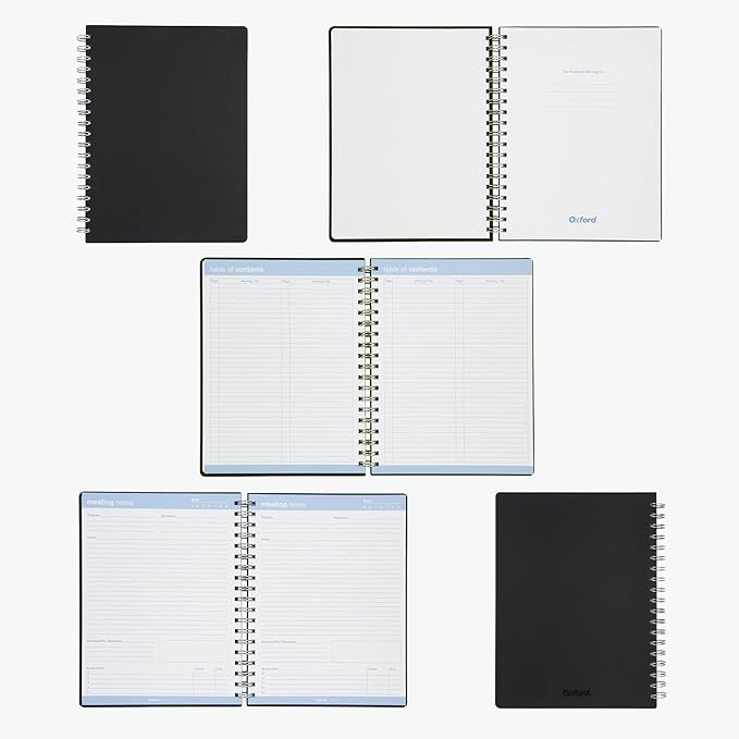 Oxford Meeting Notebook, Undated, Customizable Work Notes, Spiral Bound, Black Cover, Heavyweight 32 lb. White Paper, 7.5" x 10", 160 Pages (63830) - Image 3