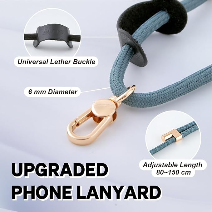 Universal Phone Lanyard, Anti-Theft Crossbody Strap for iPhone 17 Pro Max and Most Smartphones, Adjustable Cell Phone Neck Holder w/ 2 Non-Adhesive Tether Tabs for Men and Women, Teal/Gold - Image 2