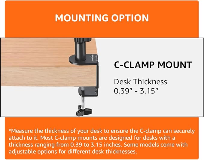 Amazon Basics Single Computer Monitor Stand with Tilt and Rotation,Height Adjustable VESA Desk Arm Mount,Steel,30 inches,Black,(Pack of 6) - Image 7