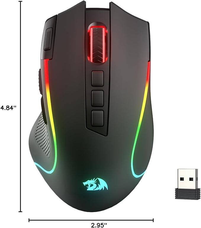 Redragon M612 Wireless RGB Optical Gaming Mouse 8000 DPI Remapping Keys | Cable-Free 0 Delay, Redefine Keybinding Macro, Vibing Backlight, Ergonomic Grip Body Comfort - Image 9