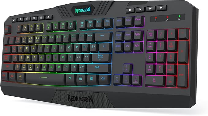 Redragon K503 Wireless Gaming Keyboard, 3-Mode (2.4G/BT/USB), RGB LED Backlit, Multimedia Keys, Fully Programmable Silent Membrane Keyboard with Wrist Rest for Windows PC Games (Black) by REDRAGON