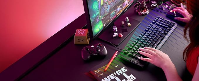 HyperX Eve 1800 – Gaming Keyboard, 1800 Form Factor,10 Zone Customizable RGB Lighting, Built-in Media Buttons, Membrane Switches, – Black - Image 7