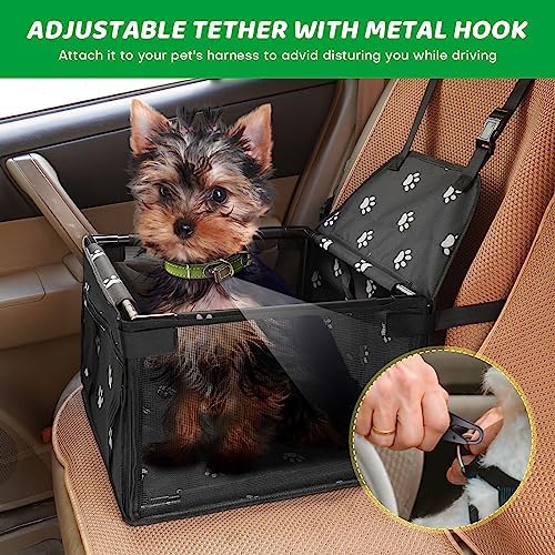 GENORTH Dog Car Seats for Small and Medium Dogs,Portable Puppy/Pet Car Booster Seat with Clip-On Leash and Mesh Window for Pet Up to 20 lbs - Image 3
