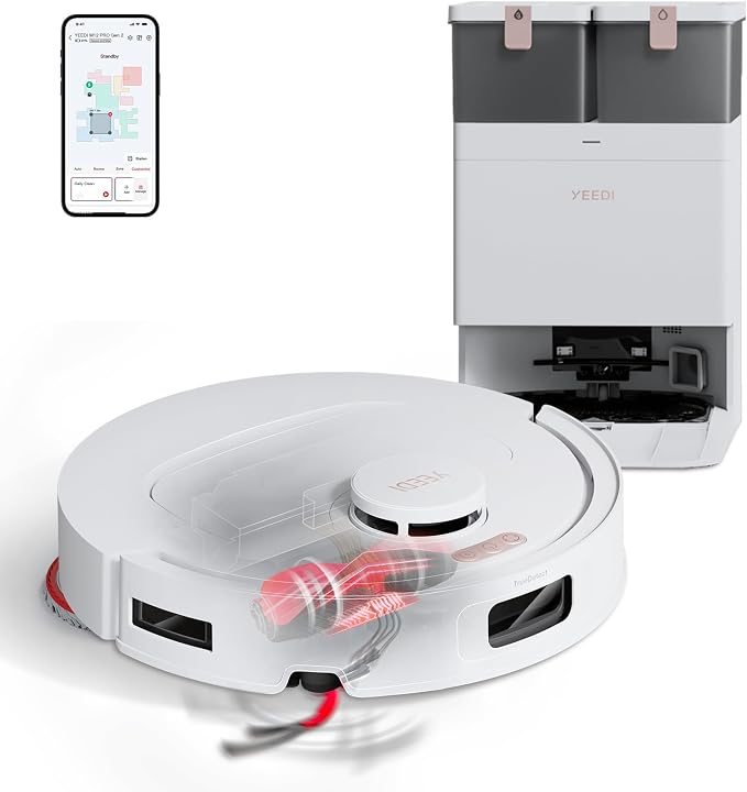 YEEDI M12 PRO Gen2 Robot Vacuum & Mop, 25000Pa Powerful Suction, LDS Laser Navigation, Auto Dust Collection & Mop Cleaning, 113°F Hot Air Dry OMNI Station, ZeroTangle 2.0 Technology, 3L Large Dust Bag by yeedi