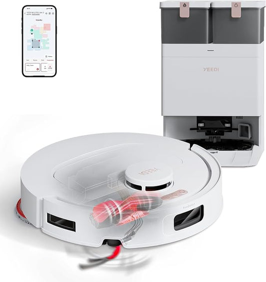YEEDI M12 PRO Gen2 Robot Vacuum & Mop, 25000Pa Powerful Suction, LDS Laser Navigation, Auto Dust Collection & Mop Cleaning, 113°F Hot Air Dry OMNI Station, ZeroTangle 2.0 Technology, 3L Large Dust Bag by yeedi