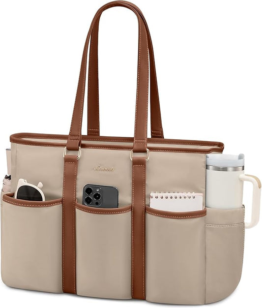 LOVEVOOK 17 Inch Laptop Tote Bag for Women Work, Teacher Tote Nurse Bag, Professional Utility Computer Bag For Work/Travel/College/Daily, Large Purse Handbag With Multi Pockets & Top Zipper by LOVEVOOK