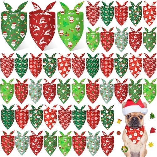 Weewooday 50 Pcs Christmas Dog Bandanas Bulk 25.6 x 17.7 x 17.7 Inch by Weewooday