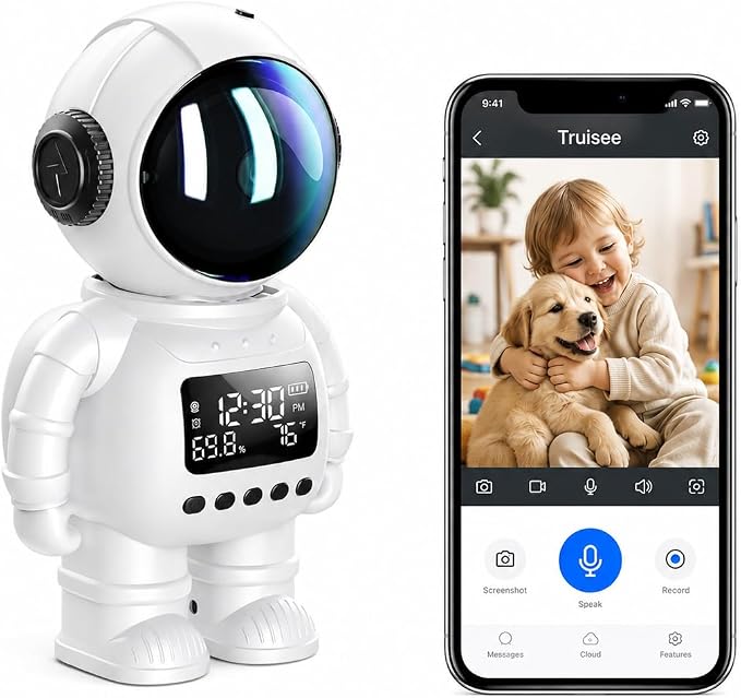 DYPCO 2K Clock Camera for Home Security, Smart Alarm Clock Camera with 2.4G/5G WiFi, Indoor Camera with Phone App, AI Motion Detection, Color Night Vision, Two-Way Audio, Cloud & SD Storage by Unknown