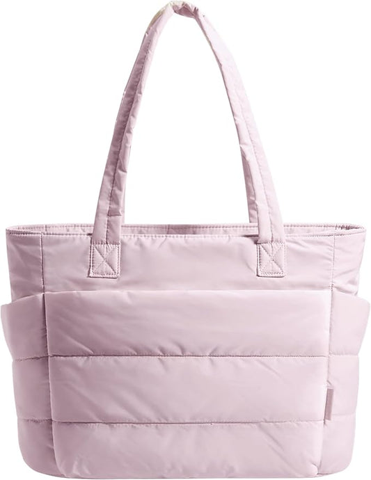BAGSMART Tote Bag for Women, Lightweight Puffy Tote Bag with Compartments Shoulder Bag Handbag for Travel, Work, Gym | Lightweight by BAGSMART