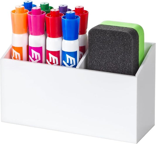 BEYGORM Magnetic Dry Erase Marker Holder for Whiteboard & Refrigerator | Non-slip Acrylic Pen Holder for Classroom, Fridge Magnet, Locker Organizer Accessories, Teacher & School Supplies(White) by BEYGORM