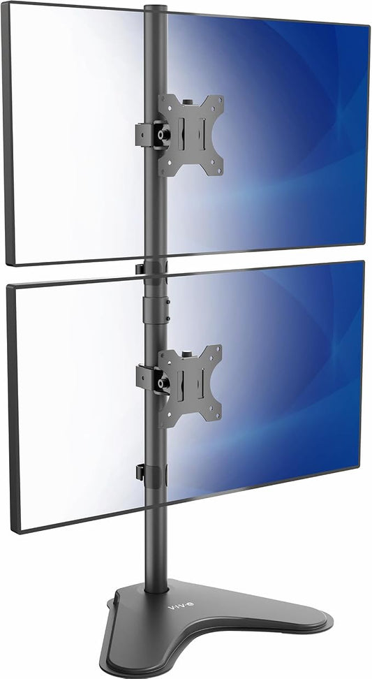 VIVO Dual Monitor Desk Stand Free-Standing LCD Mount, Holds in Stacked Vertical Position 2 Ultrawide Screens up to 34 inches, Black, STAND-V002L by Unknown