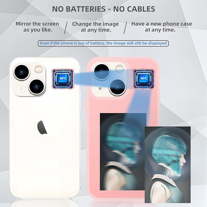 Smart Ink Phone Case,Compatible with iPhone 15 Pro,Custom Image Display AI Cell Phone Case,Electronic Ink Phone Case,Anti-Drop Silicone DIY Phone Case Pink - Image 4