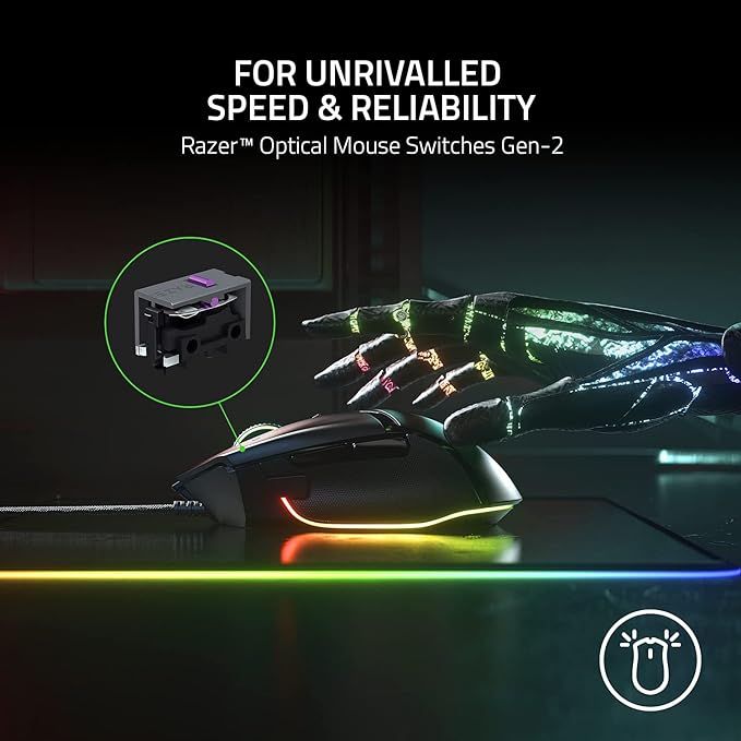 Razer Basilisk V3 Customizable RGB Wired Ergonomic Gaming Mouse, Black | Fastest Gaming Mouse Switch, Chroma RGB Lighting, 26K DPI Optical Sensor, 11 Programmable Buttons, HyperScroll Tilt Wheel - Image 6
