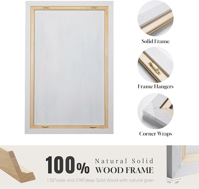 Large White Framed Blue and Gold Abstract Canvas Wall Art for Living Room, 2 Piece Modern Minimalist Prints Paintings Artwork for Walls, Glitter Pictures for Hallway Dining Bedroom Wall Decor 24x36 In - Image 6