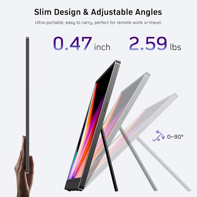MNN 18.5" 100Hz FHD IPS USB-C HDMI Portable Gaming Monitor | 18.5" FHD IPS 100Hz, built-in stand & dual speakers, USB-C/HDMI, for PC/Phone/PS5/Xbox/Switch, travel gaming. - Image 8