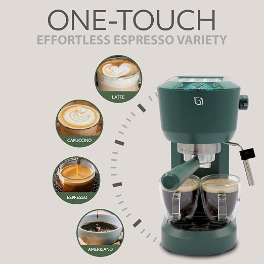 WILLOW Eco Series Espresso Machine 15 Bar with Milk Frother Steam Wand, Built-In Tamper & Hot Water Dispenser, 1350W Espresso Coffee Maker with 40oz Removable Water Tank for Cappuccino, Latte - GREEN - Image 3