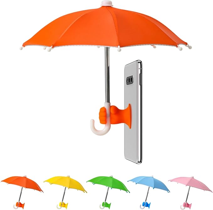 Phone Umbrella Stand, Sun Shade Mini Umbrella for Cell Phone with Adjustable Fist Style Suction Cup, Universal Anti-Glare Sun Visor for Outdoor by Harewu