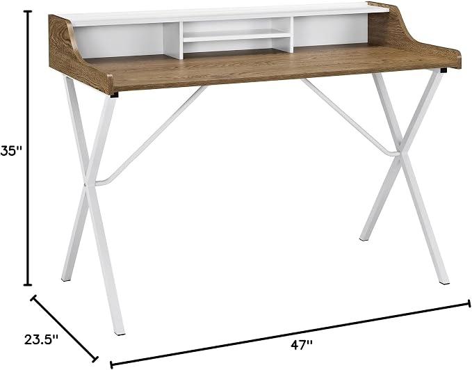 Modway Bin Contemporary Modern Writing Desk With Storage Cubbies in Walnut - Image 3