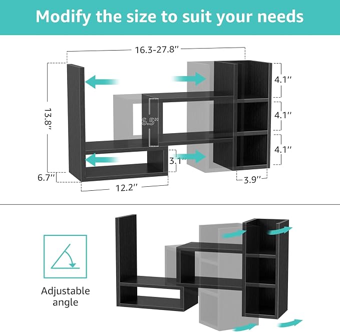 NUTIKAS Desk Shelves Desktop Organizer Shlef - Black Office Organization for Top of Desk Organizers and Accessories Corner Bookshelf Table Top Shelving Small Hutch Decorations for Office - Image 3