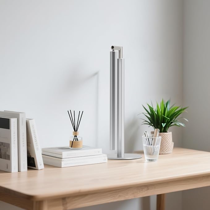 SIBRILLE Silver LED Desk Lamp, 16" Dimmable Metal Desk Light with Base, 15W 1200LM, Adapter Included, Color & Brightness Adjustable, Modern Tall Table Lamp for Home Office Reading Study Task Laptop - Image 9