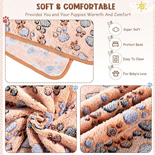 Tatuo 4 Pcs Fleece Dog Blankets for Puppy Cat, Mixed, 40 x 63 in, Paw - Image 3