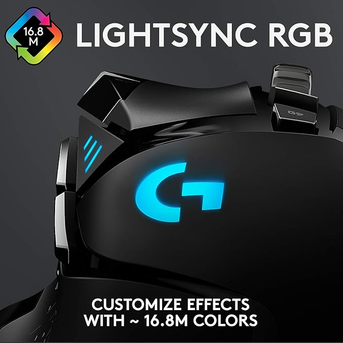 Logitech G502 Hero Wired Gaming Mouse - Black | High performance, 25,600 DPI, RGB, adjustable weights, 11 programmable buttons, on-board memory, PC/Mac - Image 6