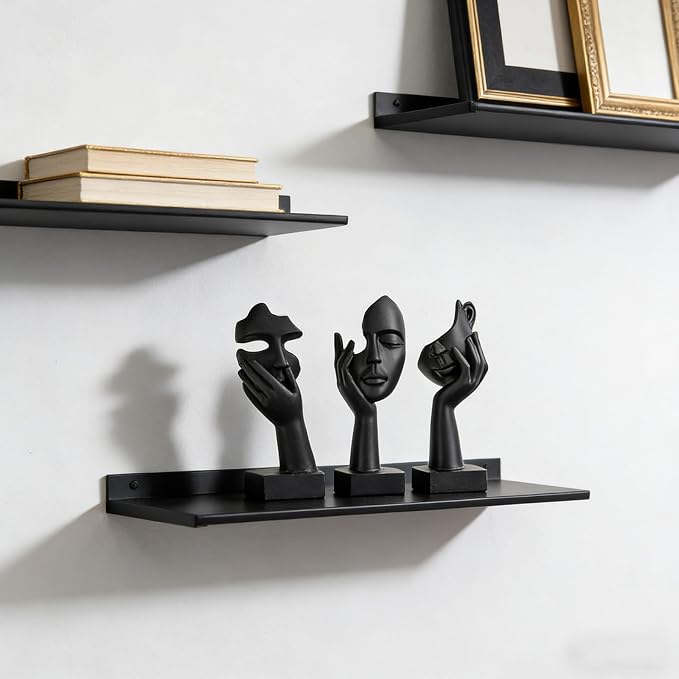 3 Pcs Thinker Small Statue Set - Black Art Abstract Home Accent Figurines for Decor Bedroom, Shelves, Living Room Coffee Table, Office Desktop (3 Pcs Black, 6") - Image 2