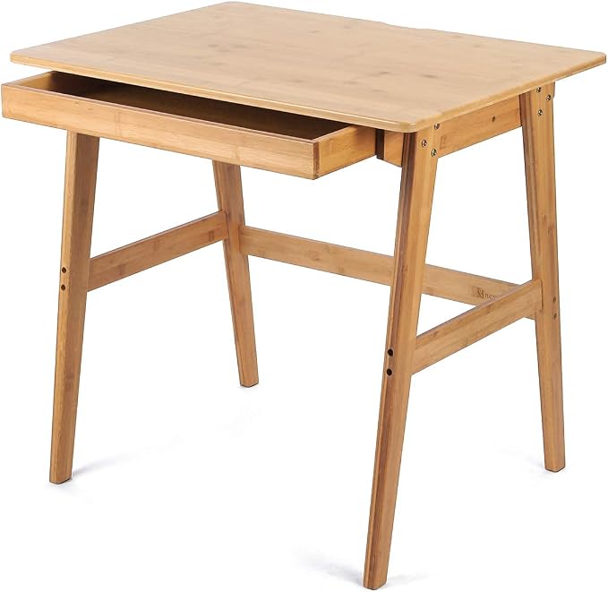 Nnewvante 31.5" Bamboo Writing Desk, Home Office Computer Desk with Drawer | Compact Modern Simple Style, Study Table with Storage for Small Spaces - Image 7