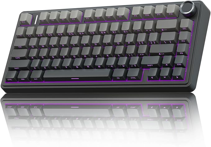 AULA F75 Pro Wireless Mechanical Keyboard,75% Hot Swappable Custom Keyboard with Knob,RGB Backlit,Pre-lubed Reaper Switches,Side Printed PBT Keycaps,2.4GHz/USB-C/BT5.0 Mechanical Gaming Keyboards by AULA