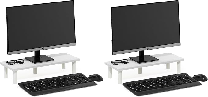 Furinno Turn-N-Tube Monitor Riser Stand, White/White (Pack of 2) by Furinno-FitsYourSpaceFitsYourBudget