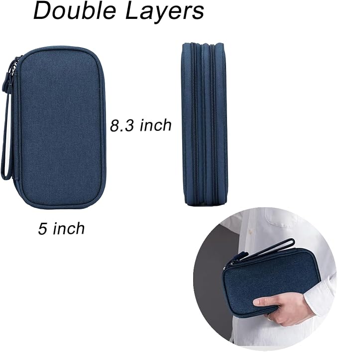 Electronic Organizer Travel Case Water Resistant Cord Pouches for Organization,Cable Organizer,All-in-One Double Layers Storage Bag for Accessories,Charger, Cable - Image 2