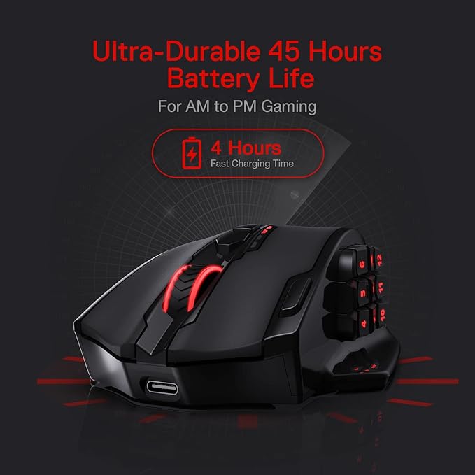 Redragon M913 Wireless RGB MMO Gaming Mouse 16000 DPI Remapping Keys | Cable-Free 0 Delay Dedicated for FPS Gamers, Redefine Keybinding Macro, Vibing Backlight, Ergonomic Grip Body Comfort - Image 5